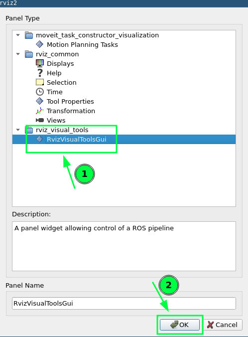 RvizVisualToolsGui 추가