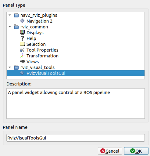 RvizVisualToolsGui 추가